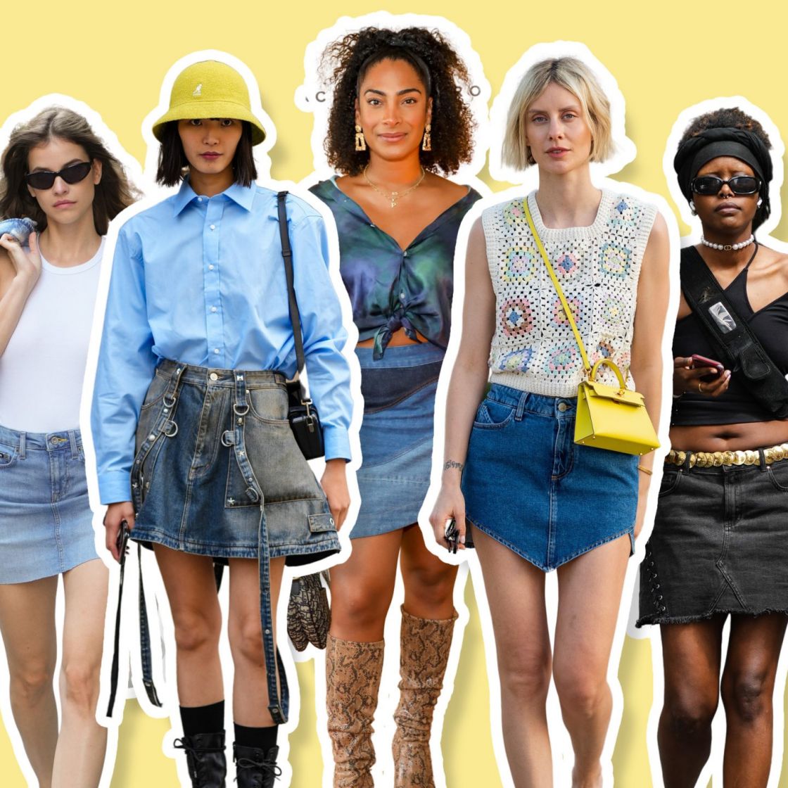 How to style a low waisted denim mini skirt