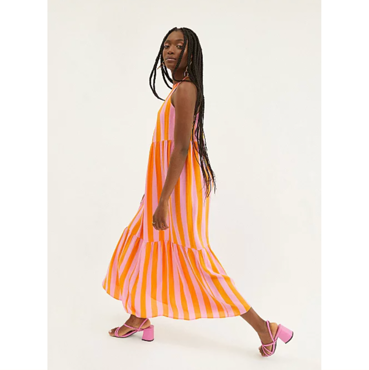 Bright striped maxi dress hotsell