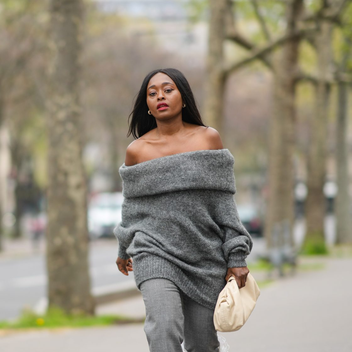 Off the shoulder jumpers how to style the knitwear for 2024